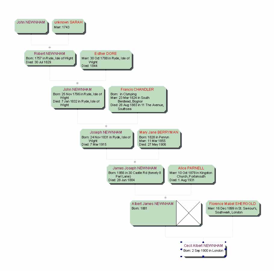 Diagram of paternal family tree